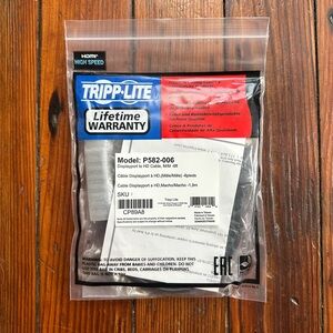 NEW Tripp Lite Displayport to HD Cable, M/M 6’